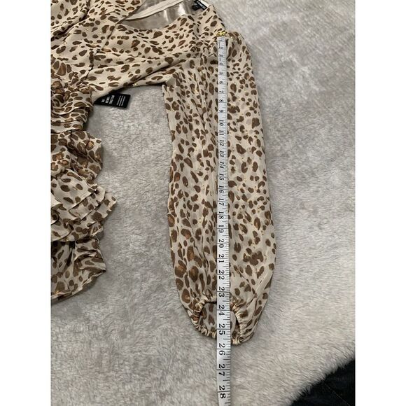 Express Leopard Ruched Ruffle Dress Size Small NWT - Picture 7 of 8